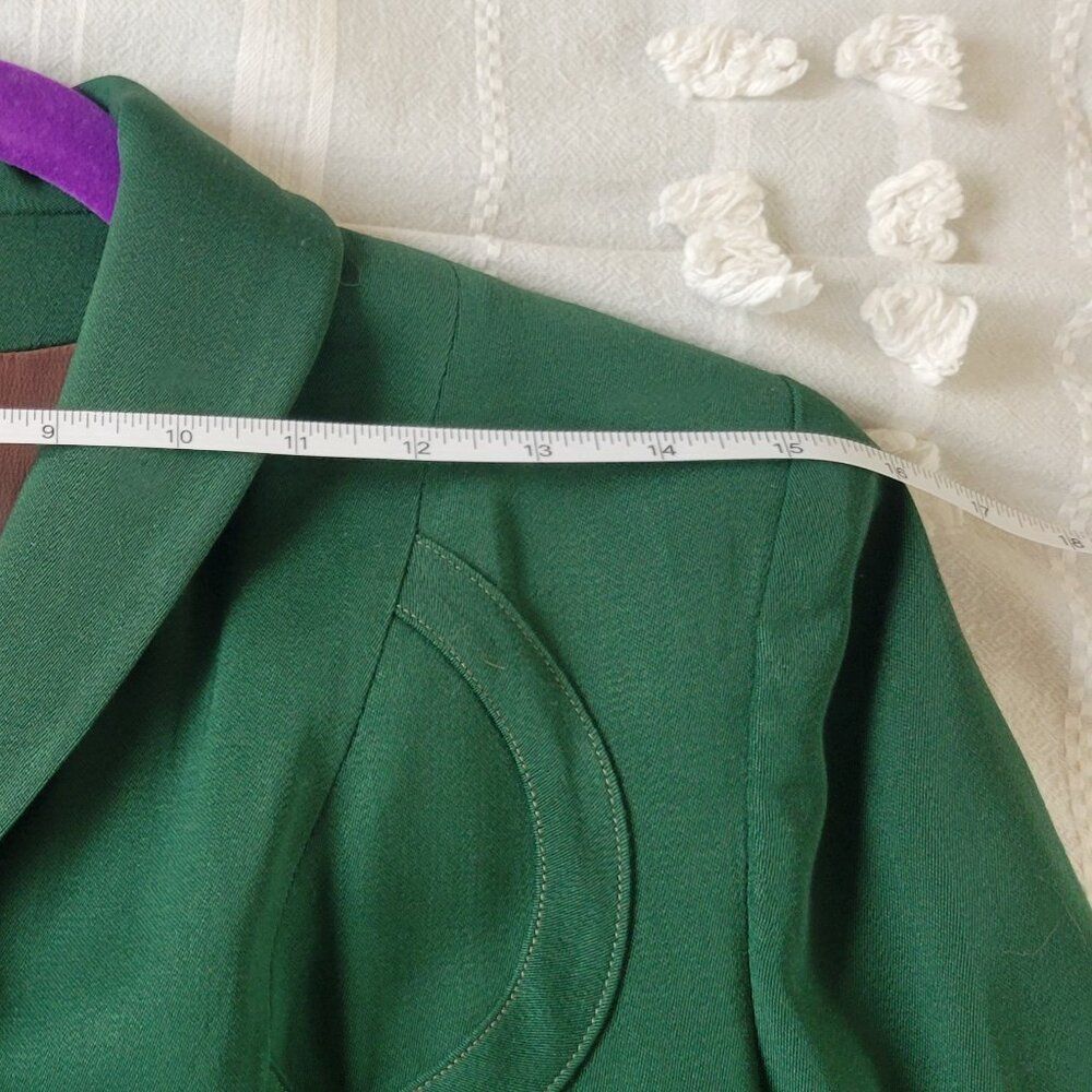 American Woolen Co Vintage 1940s Applique Blazer Emerald Green Rockabilly Pinup - Picture 10 of 11